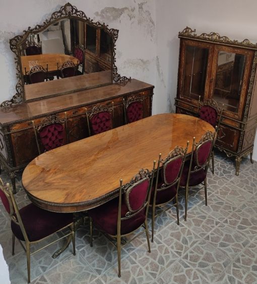 Antika pirinç mecburen marka yemek odası takımı 